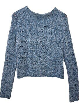 Free People Blue Marine Cropped Pullover Sweater Bateau Neck‎ Womens Sz M